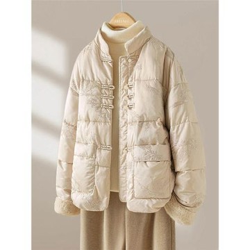 IHIMI海謐新中式刺繡棉衣女2026冬季新款加厚棉襖棉服國風外套