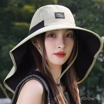 🔥臺灣出🔥夏季戶外登山帽釣魚帽防曬麵罩護頸一體防紫外綫遮 超大帽簷 漁夫帽 防曬神器 防曬 太陽帽 遮臉 防紫外線 X4
