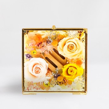 永生花戒指盒 - 香檳橙