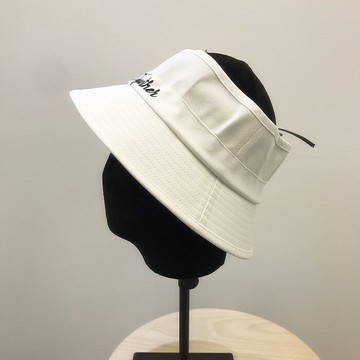 日系刺繡字母空頂帽子休閑盆帽女夏天涼帽出游百搭學院風漁夫帽潮1入