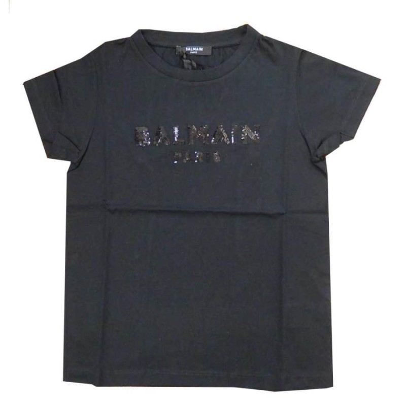 BALMAIN PARIS バルマン キッズ スパンコール ロゴ Tシャツ6M8071 6歳