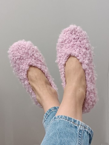 粉紅芭蕾舞拖鞋女孩女鞋室內拖鞋羊毛