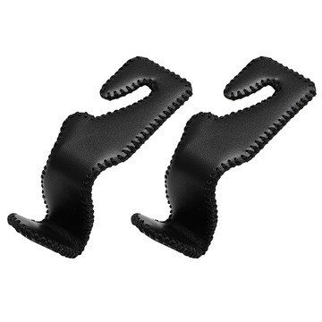 ANTIAN 汽車頭枕皮革掛鉤 2件組  黑色  1組