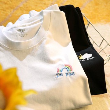 Upch 只要不停止前行,任何事都會變好。情侶t恤純棉男女短袖刺繡