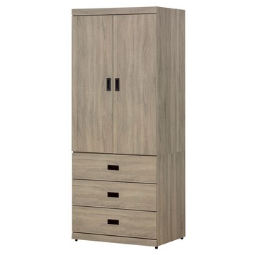 【Hampton 漢汀堡】卡恩詩灰梧桐3X7尺衣櫥