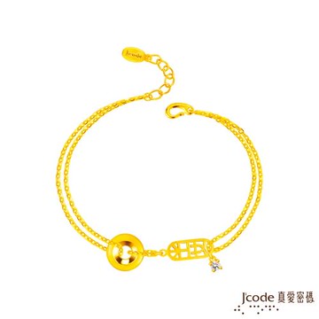 Jcode真愛密碼金飾  扣住平安平安扣硬金手鍊-雙鍊款