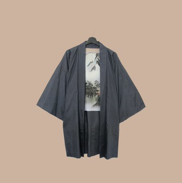 Back to Green-日本帶回羽織 水墨山坡樹林M-25/vintage kimono