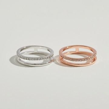 SOIRÉE BY N.Y.︱蒔華芮 雙層質感排鑽戒指 (共2色)