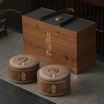 中式復古送禮茶葉包裝盒陶瓷密封罐包裝禮盒紅茶普洱紫砂茶葉罐