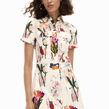 Desigual 花朵拼接襯衫式洋裝