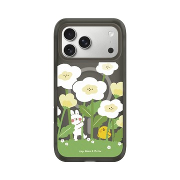 iPhone 17 Pro Max AirX 本質黑 - 懶散兔與啾先生 Lazy Rabbit and Mr.Chu - 花叢間