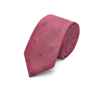 絲質印花配襯領帶/海粉色 | 4110078023