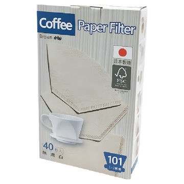 扇形無漂白濾紙 Set 1-2杯用  40個  1盒