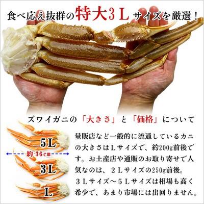 かに カニ 蟹 カット生ずわい蟹 黒箱 内容量1000g 特大 3Lサイズ お刺身OK プレゼント FF