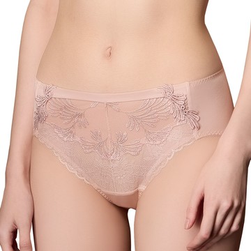 【思薇爾】琉光星燦系列M-XXL蕾絲刺繡中腰三角女內褲(霧荷粉)