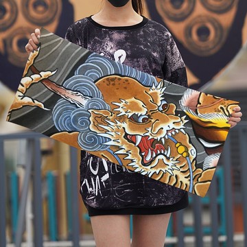 刺青山鬼紋身毛巾35*75cm柔軟短毛絨印花通用吸水面巾 可來圖定制