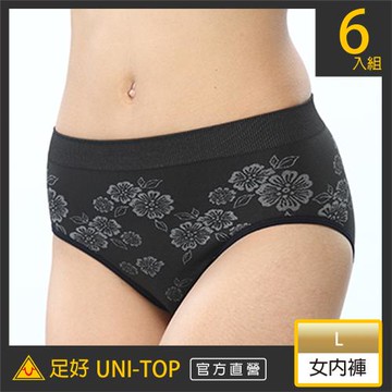 6件組【UNI-TOP足好】708(L)性感黑艷風女三角褲-竹炭PP.銀纖維.抑菌.透氣.乾爽