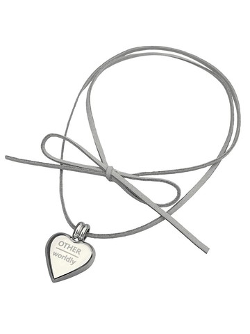 Heart Surgical Pendant Necklace [Grey Suede]