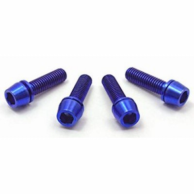 ＊最安挑戦＊EGWORKS 高強度64チタンボルト ULTRA-Ti* ステム用M5/18mm ワッシャーつき アノダイズドブルー (4本セット)