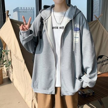 拉鏈衛衣男連帽衫秋裝上衣服潮流百搭開衫bf外套ins港風潮牌男裝
