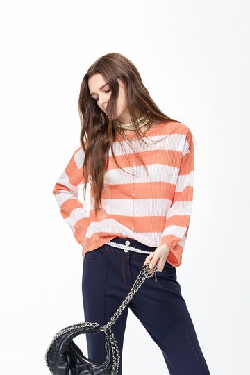 溫暖琥珀色配條針織