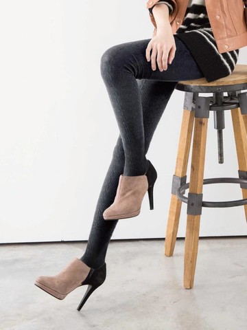 立體針織花紋精梳棉褲襪-拐麻花 (可可色)