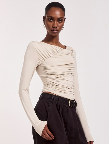 Mona Long Sleeve Top in Enoki Mushroom - MicroModal Ninety Percent