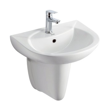 Derek單孔面盆短柱白色(不附水龍頭)/L313-1+F413