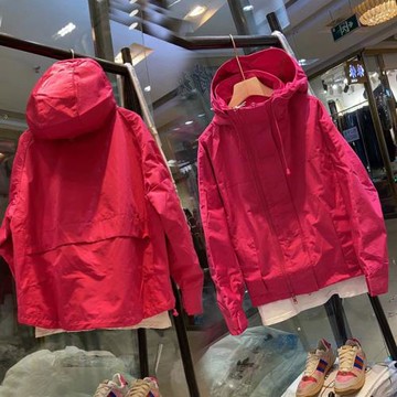 雙拉鏈運動工裝外套女2025春秋新款寬松夾克開衫上衣連帽沖鋒衣