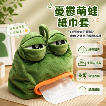 台灣出貨✨ 悲傷蛙紙巾盒 客廳家用抽紙盒 卡通造型紙巾套 車用收納盒 22x21cm