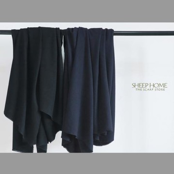 日式高定版！男女皇室藍黑色仿羊絨保暖圍巾大尺寸披巾秋冬季男女