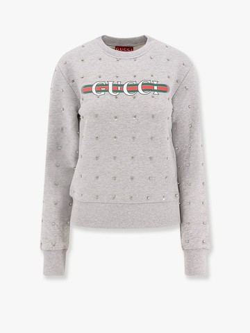 Cotton sweatshirt with all-over rhinestones - GUCCI - gender_Woman