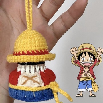臺灣出貨🤩diy編織羽毛球掛件海賊王路飛手工禮物可愛掛件鑰匙扣針織
