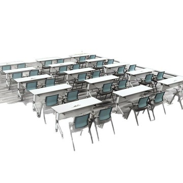 柜都培訓桌椅組合教育機構多功能可折疊會議桌條桌白色拼接長條桌[DD030109]