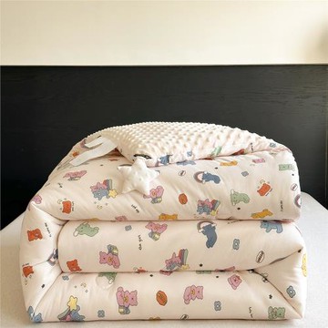 2025卡通牛奶針織棉豆豆被春秋被a類母嬰級星星冬被軟糯親膚兒童