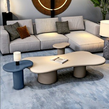 【含稅/免運】 侘寂風云朵茶幾組合高級藝術感異形北歐不規則白色創意邊幾奶油風