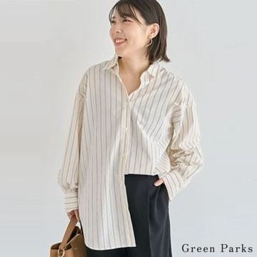 〚Green Parks〛什錦條紋圓弧下擺襯衫