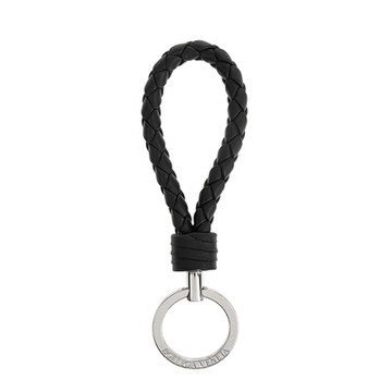 BOTTEGA VENETA 寶緹嘉  經典皮革編織鑰匙圈 (黑色)