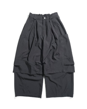 OCTO GAMBOL® Layered Wide Pants  | Black