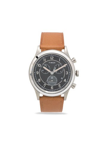 TIMEX - Waterbury Traditional Chronograph 42mm - men - Calf Leather/stainless steel - One Size - Black