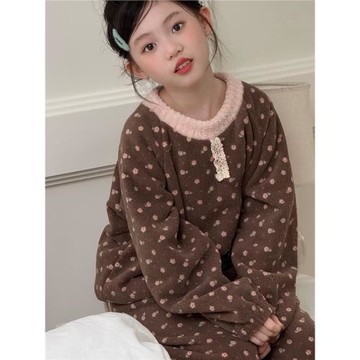 女童睡衣冬2026新款兒童冬季珊瑚絨小女孩男大童加厚法蘭絨家居服