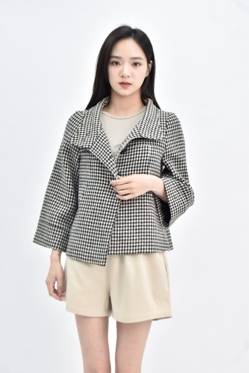 (S) indivi 千鳥紋披肩黑色外套