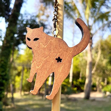 手工木作創意鑰匙圈  貓眼