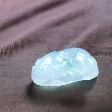 【招財神獸】冰種飄花翡翠貔貅戒面 | 天然緬甸玉翡翠A貨 | 送禮