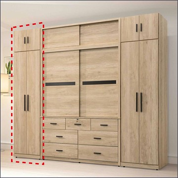 2x8尺單吊(衣櫃+被櫃) 拉門衣櫥 開門衣櫥 收納衣櫃 儲物衣帽間【275B1253】Leader傢居館275-07-2+07-2A