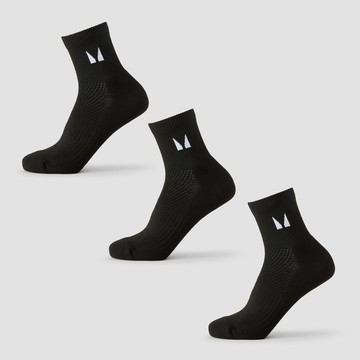 MP Running Ankle Socks (3 pack) - Black - UK 6-8