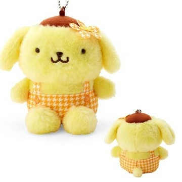 【震撼精品百貨】布丁狗 Pom Pom Purin ~日本SANRIO三麗鷗 布丁狗絨毛玩偶吊飾(復古千鳥格)*25965