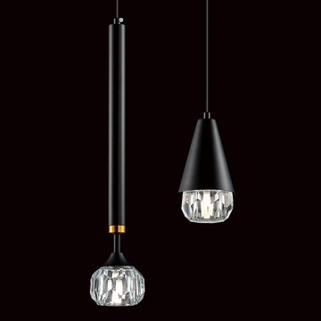 工業風黑色透明水晶玻璃吊燈 40-72211、72212