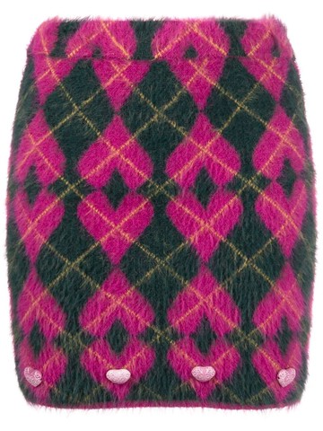 Yueqi Qi - argyle intarsia knit skirt - women - Viscose/Nylon - L - Purple