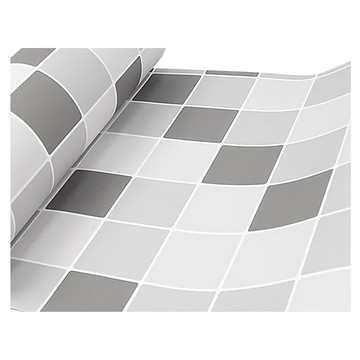 WA. WALL ART 防水自黏壁紙 仿花磚紋路  幾何方格 白色 + 灰色 + 淺灰色  60 x 300cm